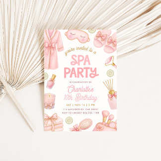 Pink Coquette Spa-Party zum Geburtstag Einladung