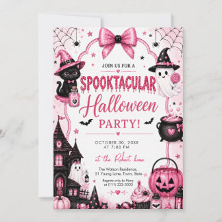 Pink Coquette Spooktacular Halloween Party Einladung