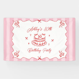 Pink Coquette Striped Vintage Hand Drawn Birthday Banner