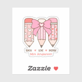 Pink Coquette Valentine Teacher Pencil Custom Aufkleber