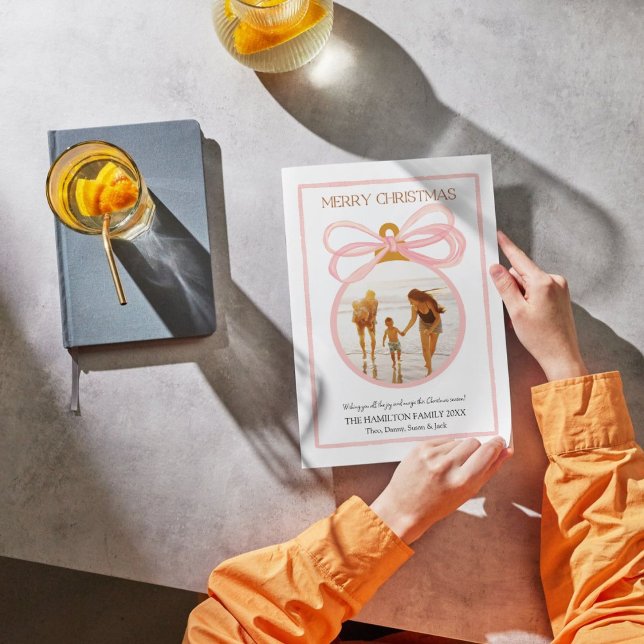 Pink Coquette Weihnachts Foto Weihnachtskarte Feiertagskarte (Von Creator hochgeladen)