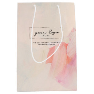 Pink & Coral Abstrakte Kunst Geschäftslogo Brandin Mittlere Geschenktüte