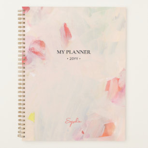 Pink & Coral Abstrakter Blumen Kunst Zielplaner Planer