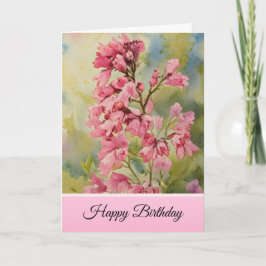 Pink Coral Bells - Happy Birthday Card Karte