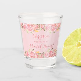 Pink Coral Floral Wedding Party Schnapsglas