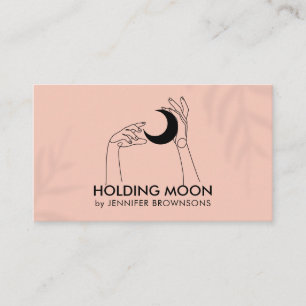 Pink Coral Fortune Teller Touch Moon Crescent Hand Visitenkarte