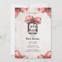 Pink Coral Peony Mason Jar Rustikales Brautparty