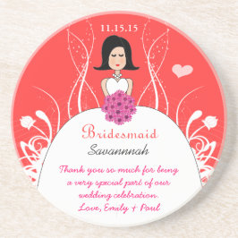 Pink & Coral Side Teil Bridesmaid Untersetzer