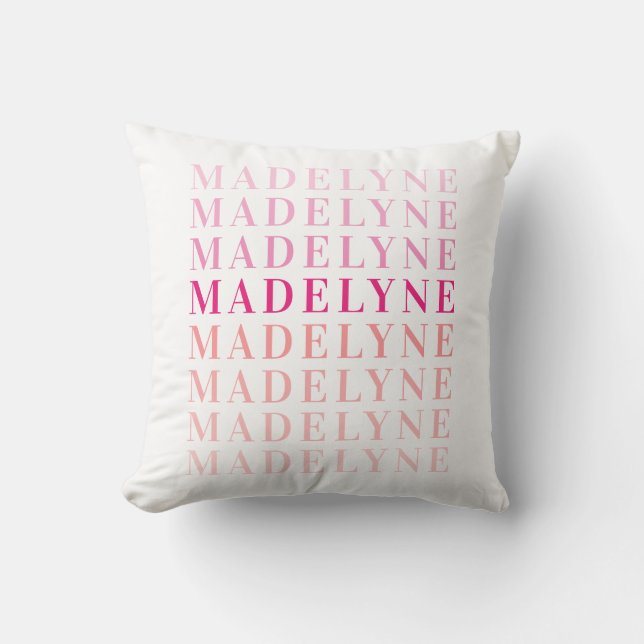 Pink Coral Typografy Personalisiert Name Kissen (Vorderseite)