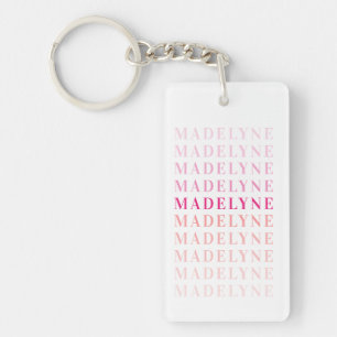 Pink Coral Typografy Personalisiert Name Schlüsselanhänger