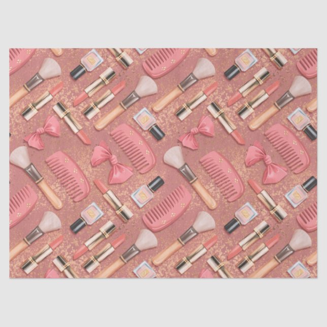 Pink Cosmetics Pattern Glitter  Seidenpapier (Vorderseite)