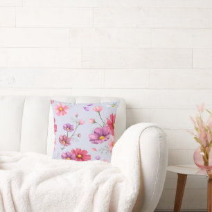 Pink Cosmos Blume Muster Kissen