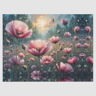 Pink Cosmos Sunrise Landscape Seidenpapier