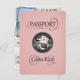 Pink Costa Rica Passport Save The Date