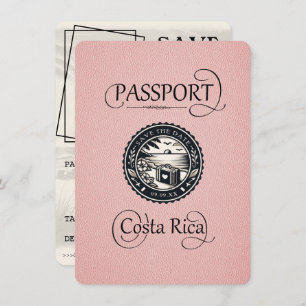 Pink Costa Rica Passport Save The Date