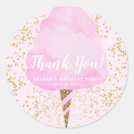 Pink Cotton Candy & Gold Confetti Geburtstagsparty Runder Aufkleber