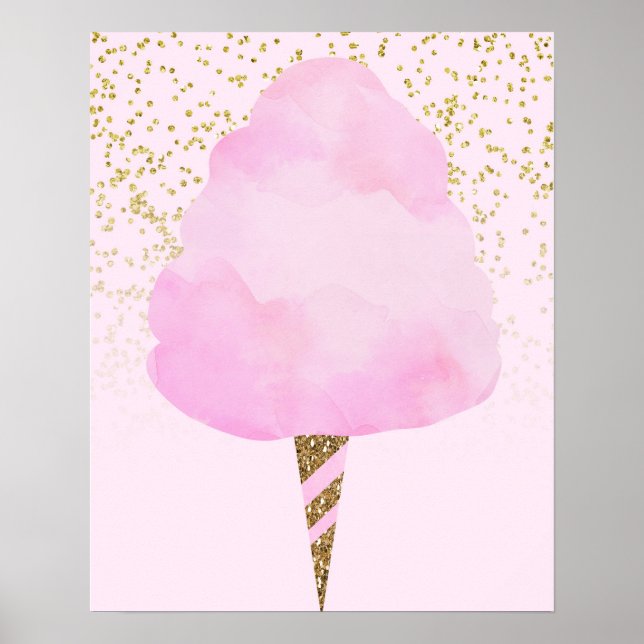 Pink Cotton Candy & Gold Glitzer Niedlich Trendy G Poster (Vorne)