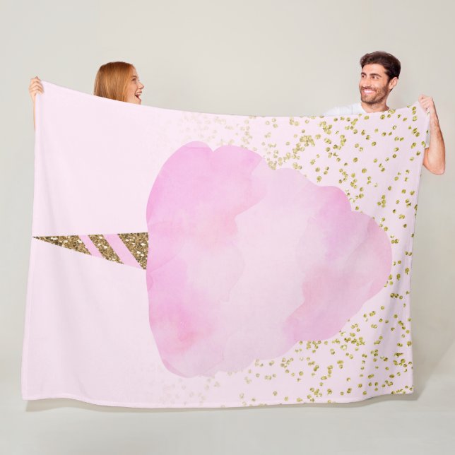 Pink Cotton Candy & Gold Glitzer Whimsical Fun Fleecedecke (Beispiel)