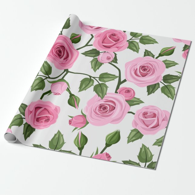 Pink Cotton Candy Rose Muster Umschlagpapier Geschenkpapier (Ungerollt)