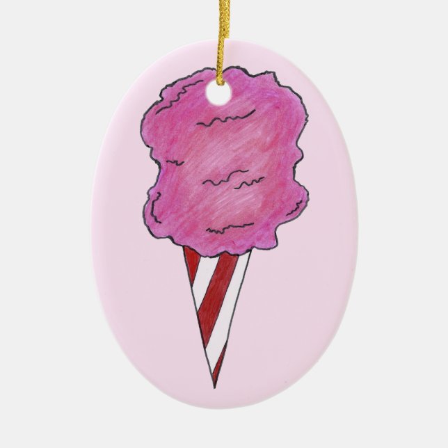Pink Cotton Candy Spun Zucker Candyfloss Karneval Keramik Ornament (Vorne)