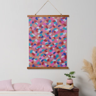 Pink Cotton Candy Wandteppich Mit Holzrahmen