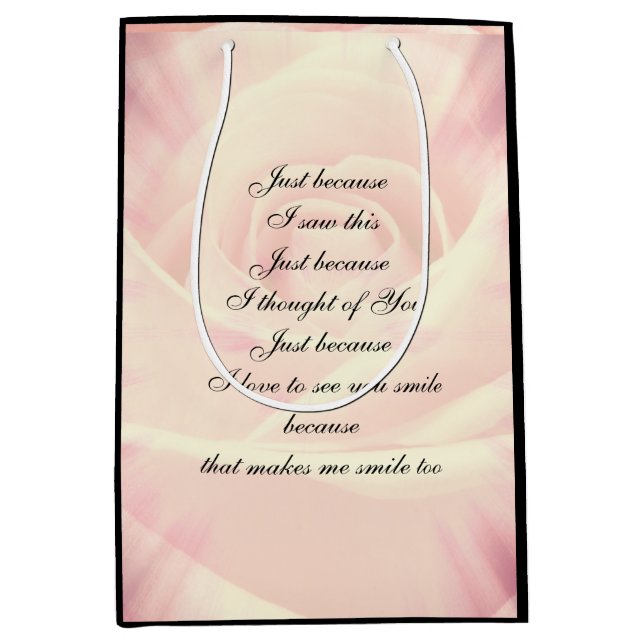 Pink Country Chic Gedicht Design Mittlere Geschenktüte (Vorderseite)