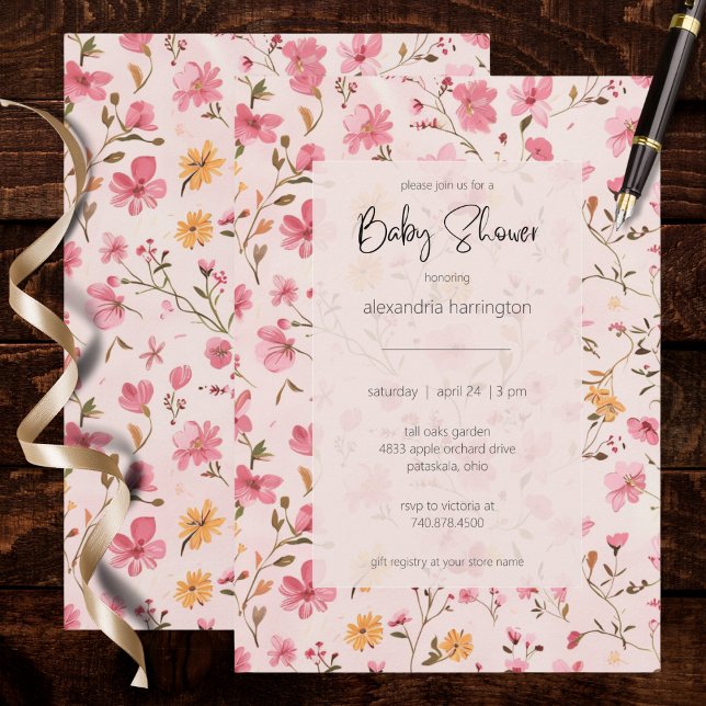 Pink Country Floral Baby Shower  Einladung (Von Creator hochgeladen)