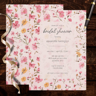 Pink Country Floral Bridal Shower Einladung