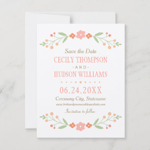 Pink Country Floral Wedding Save The Date