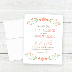 Pink Country Floral Wedding Save The Date