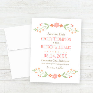 Pink Country Floral Wedding Save The Date