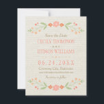 Pink Country Floral Wedding Save The Date<br><div class="desc">Rustikale,  schicke Hochzeit speichern die Datumskarten mit einem symmetrischen Blumenrahmen aus hübschem Pfirsich,  Rosa,  Korallen und Nektarinen-Orangen-Blume,  sanften grünen botanischen Blätter mit handgezeichnet Aussehen und Hintergrund mit einem subtilen und eleganten,  texturierten Aussehen.</div>