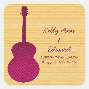 Pink Country Gitarre Save the Date Stickers