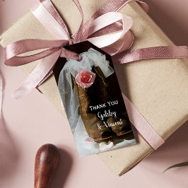 Pink Country Rose Cowboy Boots Western Hochzeit Geschenkanhänger