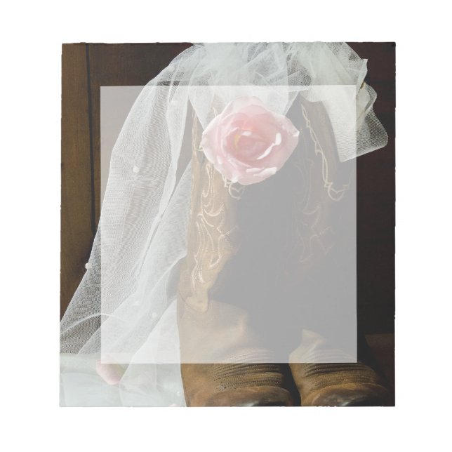 Pink Country Rose und Cowboy Boots Western Hochzei Notizblock (Vorderseite)