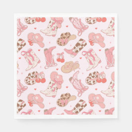 Pink Cowboy Boot Girls Papier Napkin Serviette