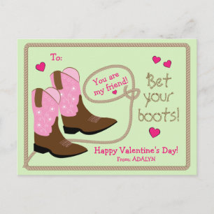 Pink Cowboy Boots Foto Klassenzimmer Valentinstag Feiertagspostkarte
