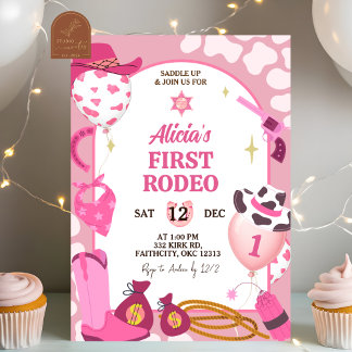 Pink-Cowboy-Rodeo-Geburtstagseinladung Einladung