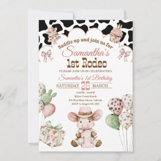 Pink Cowgirl 1st Birthday Invitation | First Rodeo Einladung