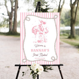 Pink Cowgirl 1st Birthday Party Welcome Sign