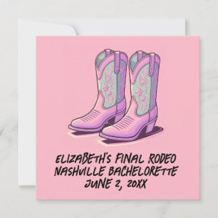 Pink Cowgirl Bachelorette Coquette Boots Einladung