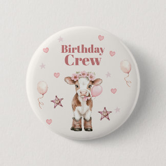 Pink Cowgirl Birthday | Farm Theme 1st Button