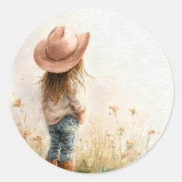 Pink Cowgirl Birthday | Farm Theme 1st  Runder Aufkleber