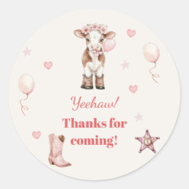Pink Cowgirl Birthday | Farm Theme 1st  Runder Aufkleber