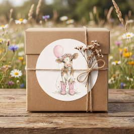 Pink Cowgirl Birthday | Farm Theme 1st  Runder Aufkleber