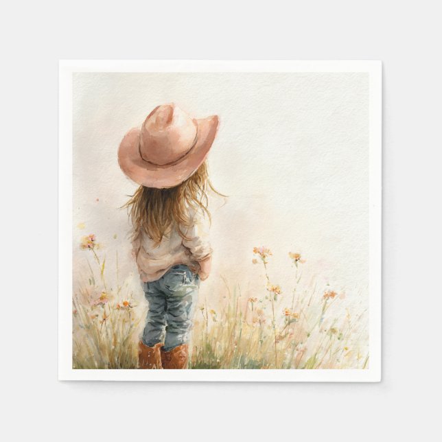 Pink Cowgirl Birthday | Farm Theme 1st  Serviette (Vorderseite)