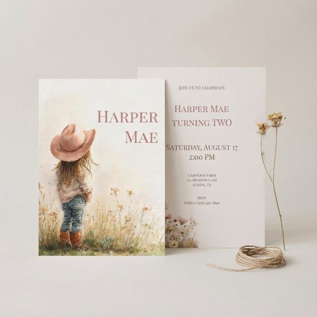 Pink Cowgirl Birthday Invitation | Farm Theme Einladung (Pink Cowgirl Birthday Invitation | Farm Theme)