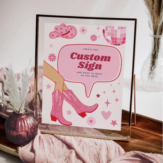 Pink Cowgirl Birthday Party Custom Sign (Von Creator hochgeladen)