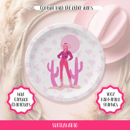 Pink Cowgirl Country Coquette Western Paper Plate Pappteller