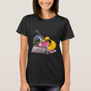 Pink Cowgirl Cowboy Hat Disco Ball Boots Gitarre T-Shirt